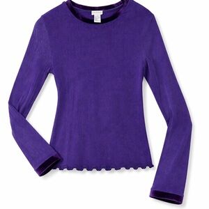 Sigrid Olsen Vintage Mesh Purple Ribbed Long-Sleeve Top Y2K medium